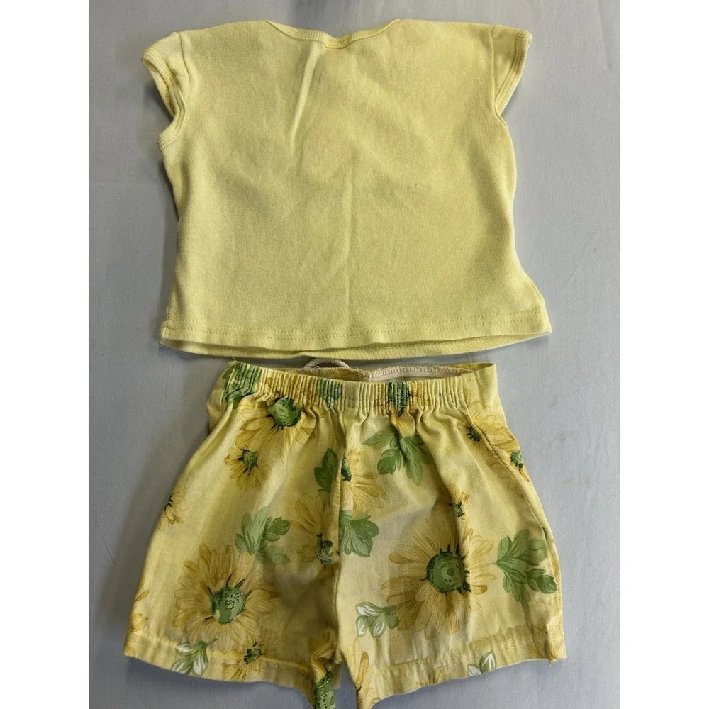 Vintage Daisy / Sunflower Floral Print 2 Pc Set By Coco Pop Size Child 4T USA
